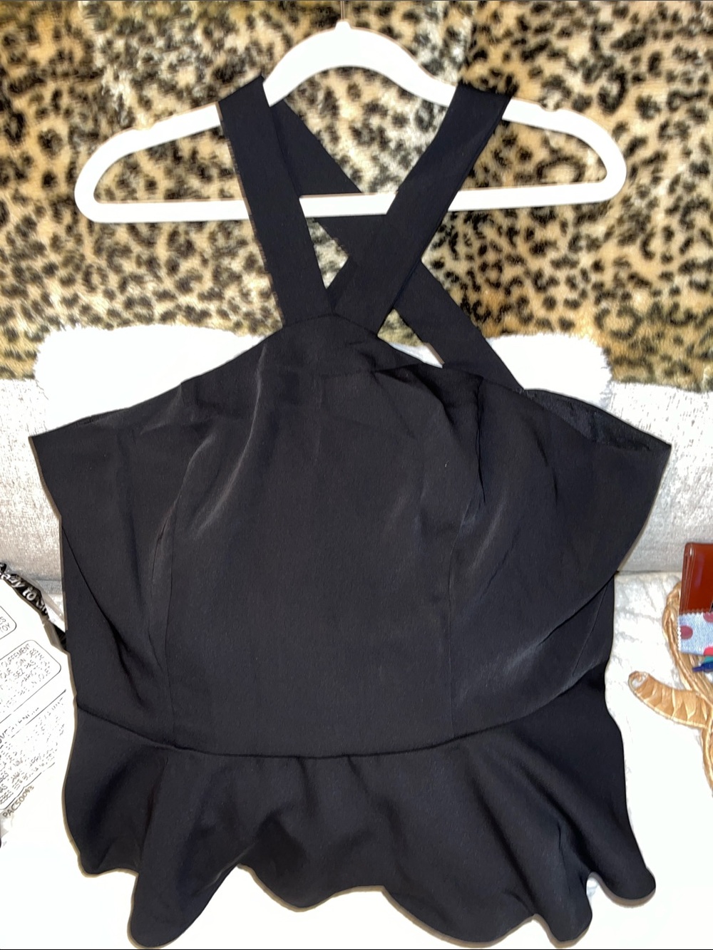 NWT Express Strapless Black BLACK TIE Collection Scallop Peplum Top
